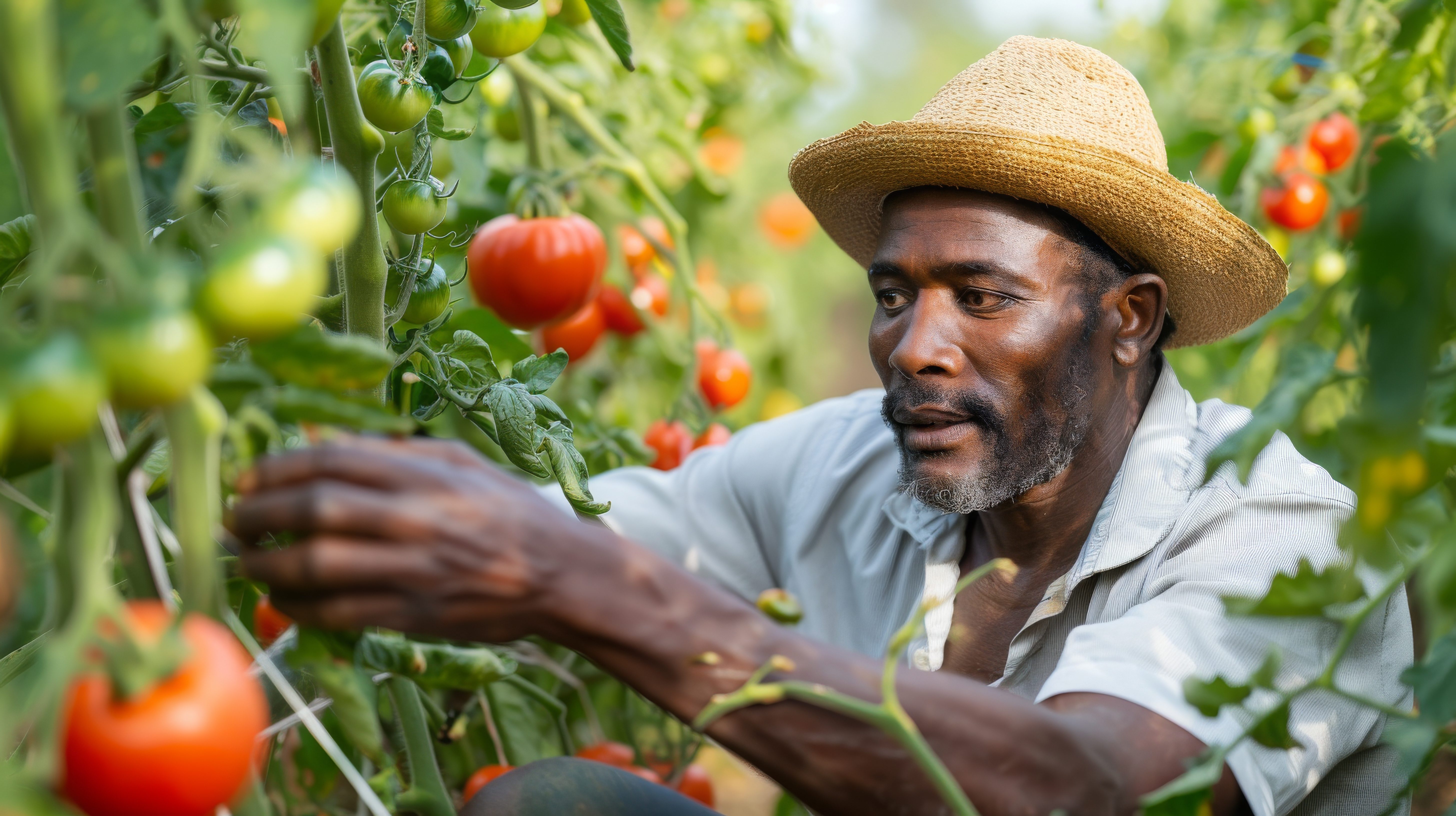 Récolte de tomates saines